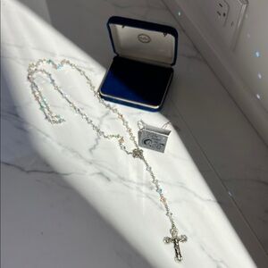 Elegant Sterling Silver Rosary with Crystal Accents